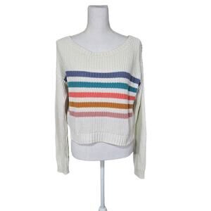 Aeropostale Striped Sweater Size Medium Off White Preppy Y2K Rainbow Casual
